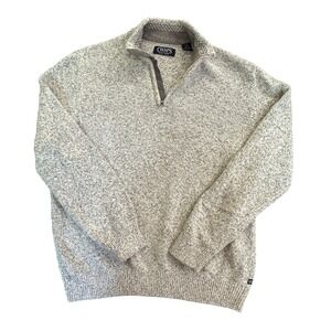 Chaps Mens Large Gray Marled Quarter Zip Cotton Blend Pullover Sweater L/G